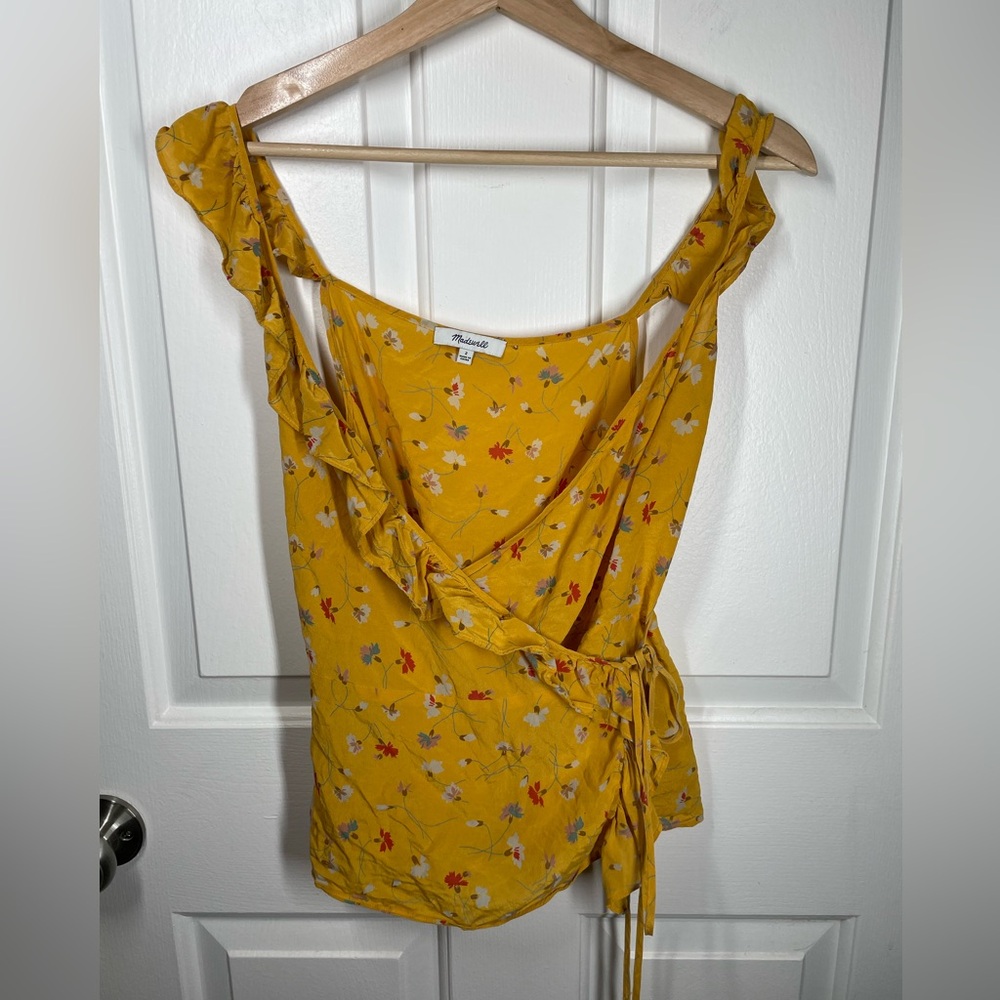 Madewell Yellow Silk Floral Top Sz 2